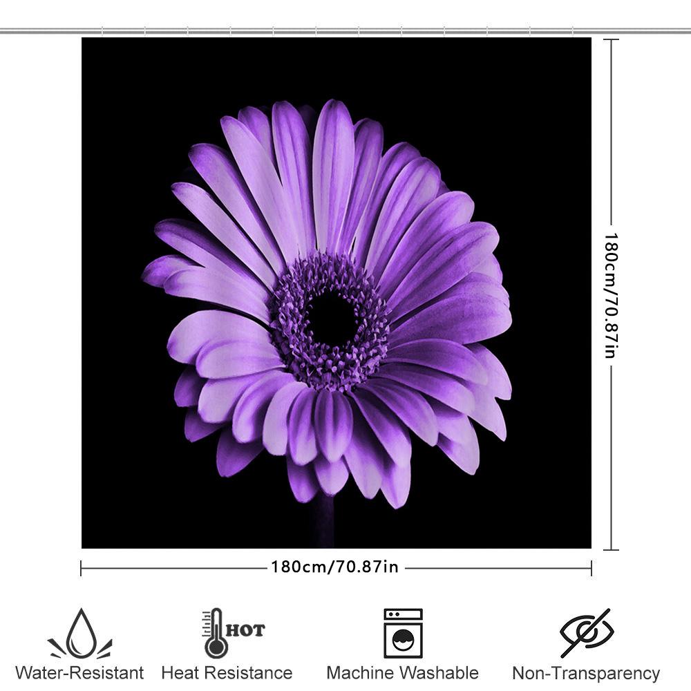 Vibrant Purple Flower Shower Curtain For Bathroom Decor Modern Floral Print Home Decoration Waterproof Fabric Shampoo Caddy Cove