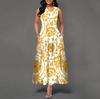 Urban Chic Printed Polyester Sleeveless Maxi Dress For Work And Casual Wear