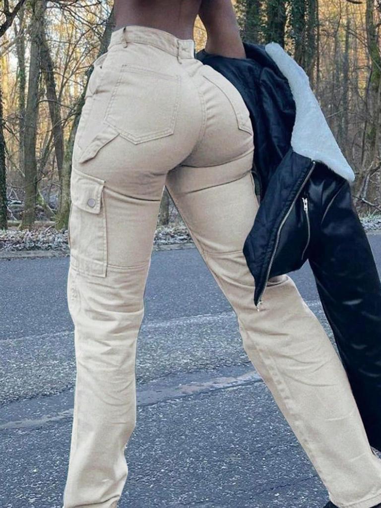 European and American Retro Women's Casual Multi-Pocket Straight Leg Trousers - Spring/Summer Collection 8069