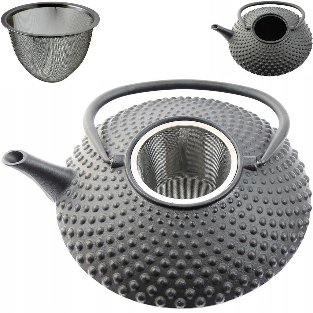 CAST IRON KETTLE 1.25L TEA TEAPERTAIN + 2x CUPS