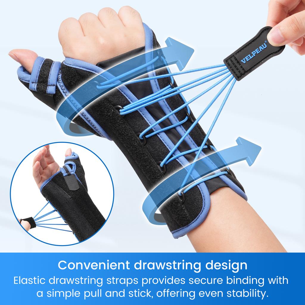 Velpeau Wrist Brace With Thumb Splint Support For Carpal Tunnel Syndrome Fracture Sprain Relief Adjustable Drawstring