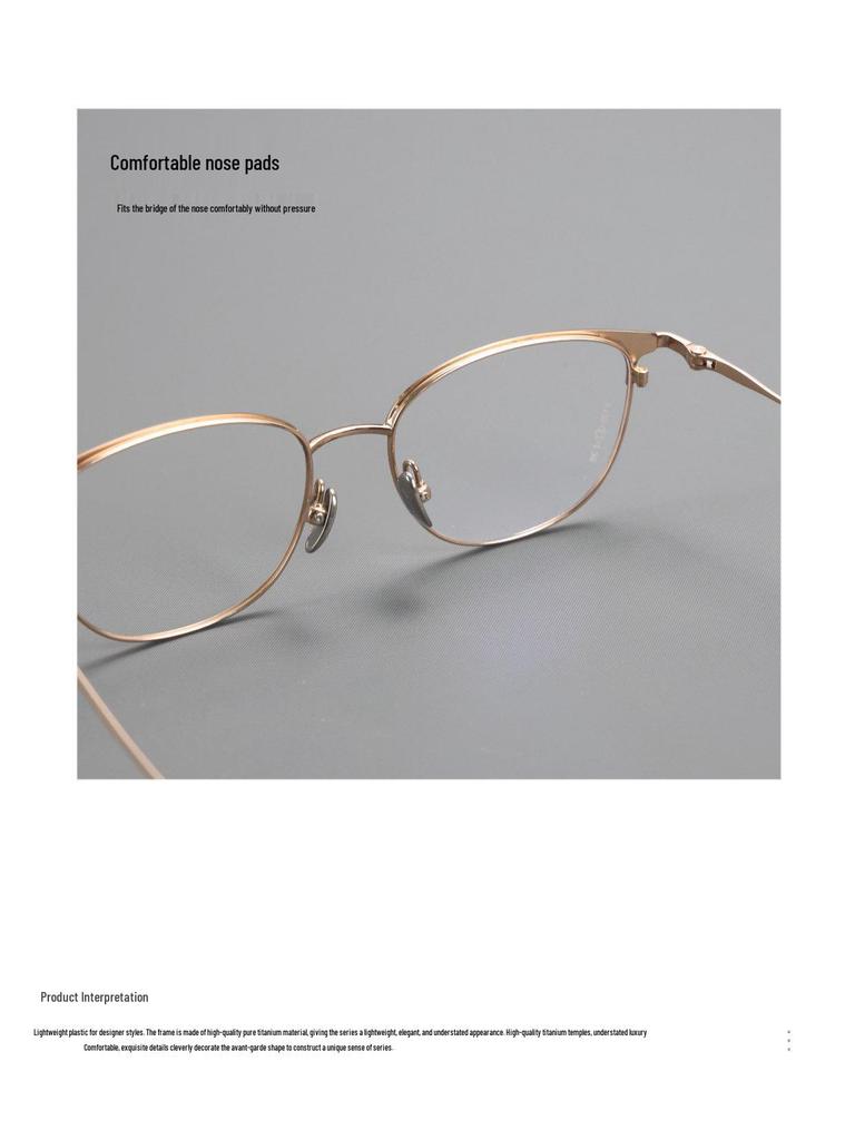 Women's Fashionable Pure Titanium Myopia Glasses Frame, Thin Eyebrow Design - Fits Prescription Lenses, Style 8125
