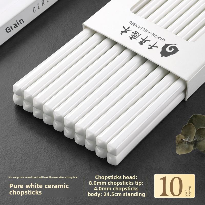 

Новый набор керамических палочек для еды чистого белого цвета, нескользящие, пищевого класса, роскошные, простые, антибактериальные и противогрибковые, кухонные аксессуары