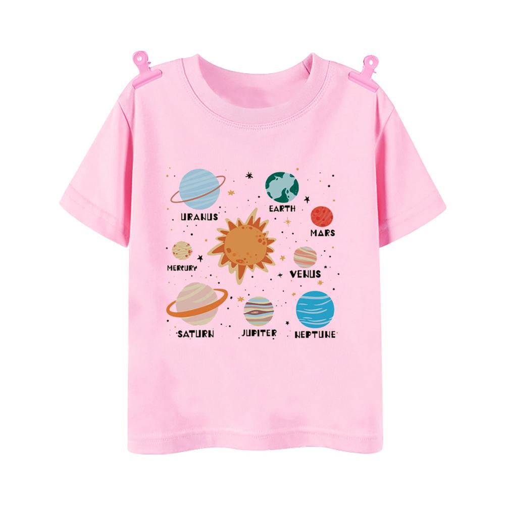 Planet Print Children's Shirt Planet Lover Preschool and Youth Shirt Space Lover Children's T-shirt Scientific Clothing Children's School Shirt