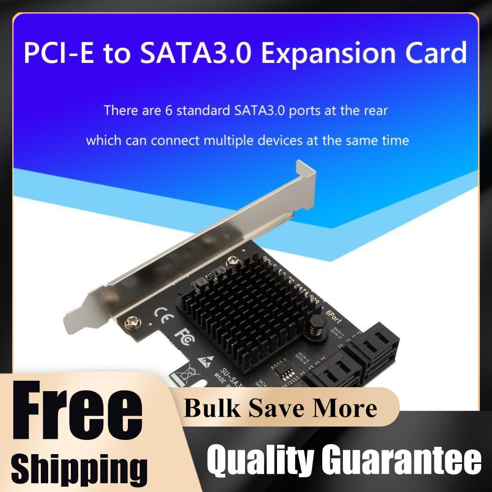 6 Port SATA III To PCIe PCI Express 3.0 4X 6Gbps Expansion Card Adapter for HDD Desktop Workstation Server Industrial Equipment