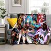 3D M-MIKUS Music VOCALOID Cartoon Girl Soft Plush Blanket,Flannel Throw Blanket for Living Room Bedroom Bed Sofa Cover Gift