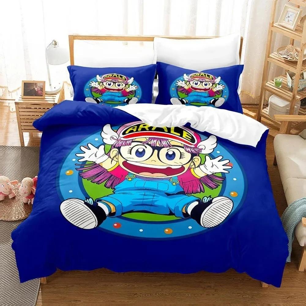 3D Cartoons Bed Sheet Set Kawaii Arale Bedding Set Single Twin Full Queen King Size Bed Set Adult Kid Bedroom Duvet Cover Sets