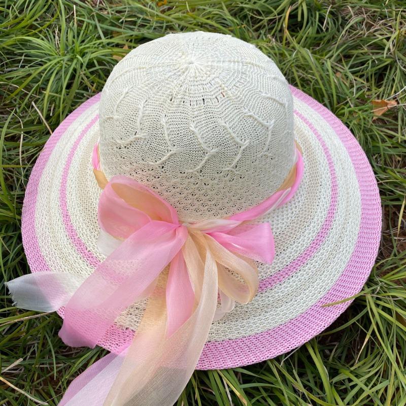 Stall Sommer kühler Hut neue Mode Damen Sommer Sonnenschutz Schleife Sonnenhut große Krempe Strohhut Schatten