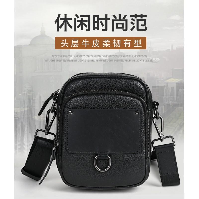 Japanese Korean Trendy Men's Single Shoulder Crossbody Bag Multifunctional Genuine Leather Casual Mobile Phone Waist