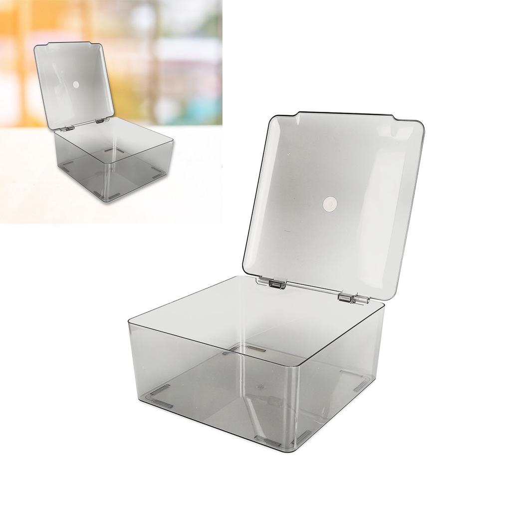 Cosmetic Storage Box Containers with Hinged Lid Dust Proof Large Capacity Space Saving Clear Plastic Case
