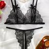 Black Hot Crotchless Sexy Women Lace Lingerie Temptation Transparent Push Up Sex Bras Porn Open Bra Underwear Set Erotic Costume