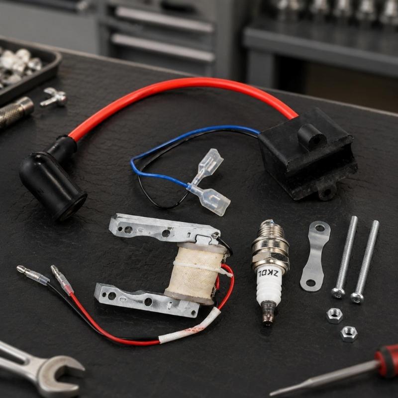 49Cc 60Cc 80Cc Motorcycle Ignition Coil Assembly with Wire Terminal Connections for Comparing the Existing Part Before Ignition Repair or Replacement