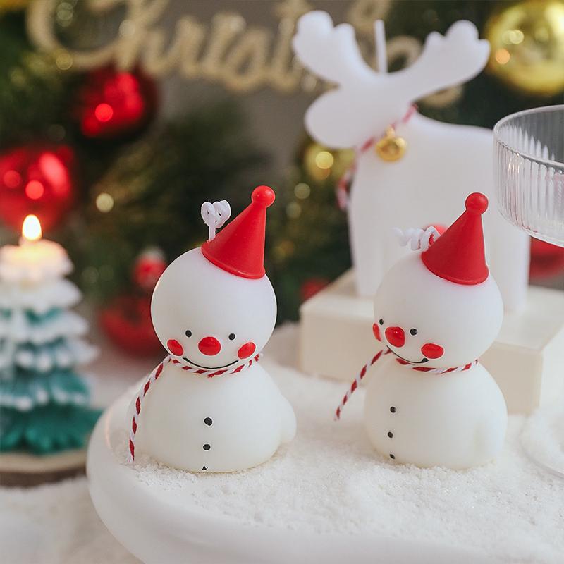 1PC Scented Candles Creative Cartoon Ornaments Photo Props Snowman Cute White Vintage Decorative Table Decoration Gifts