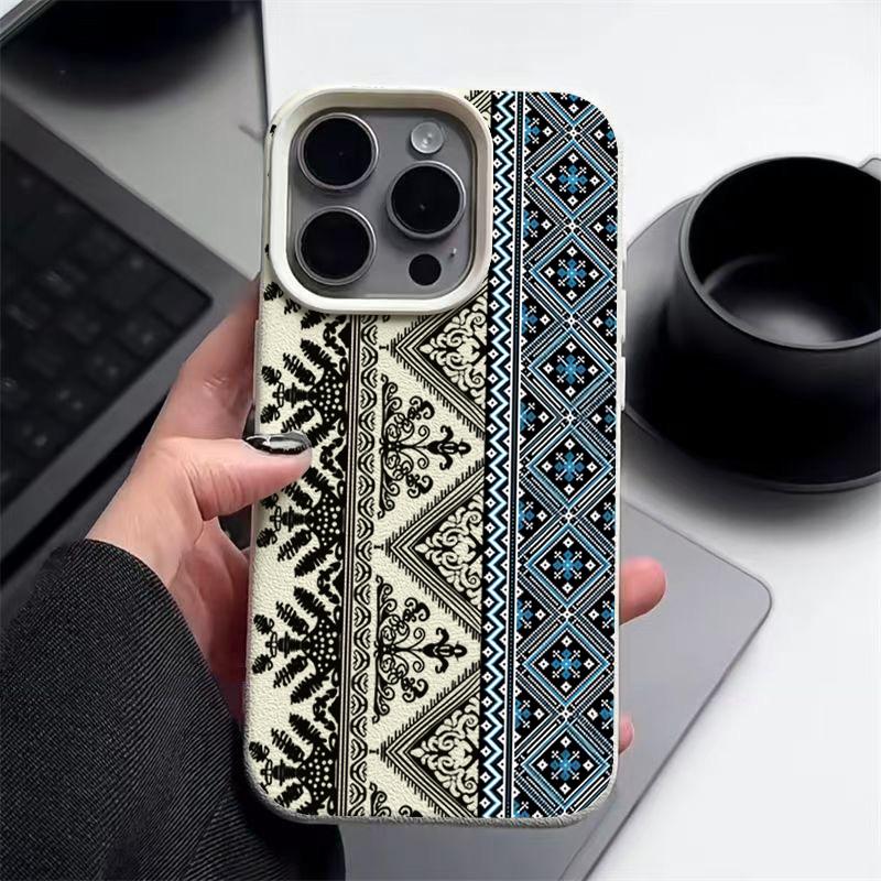 

Чехол для телефона со сложным узором для iPhone 16 Pro Max 15 14 Pro 13 12 11, защита линз, тонкий, ударопрочный, мягкий, из ТПУ, кожаная текстура, матовая задняя крышка iPhone 11 бежевый/белый