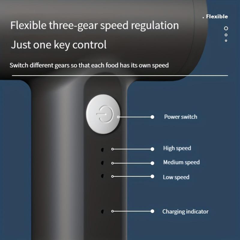 1PC Cordless Electric Egg Beater with Attachments - USB Rechargeable Lightweight Suitable for Home and Professional Baking Use