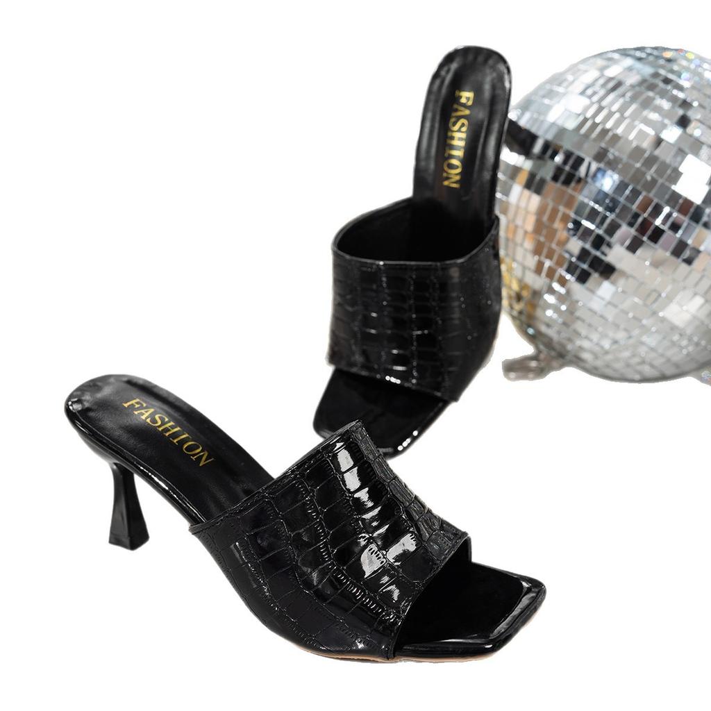 Large size flat slippers simple leopard print zebra print one-word sandals