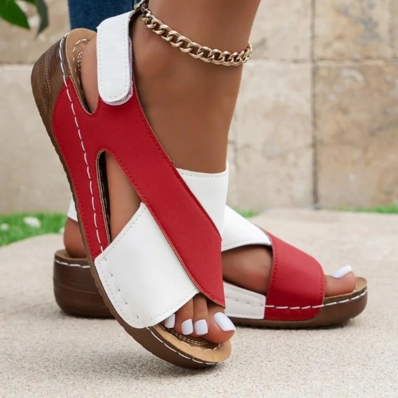 2025 Summer Open Toe Women's Sandals Fashion Color Matching New Plus Size Casual Light Comfortable Best Seller Wedge Sandals