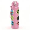 1PC Cute Monster Face Collection 750ml Color Plastic Sports Water Bottle Leakproof Flip Straw Lid Suitable for Sports Office Home Use
