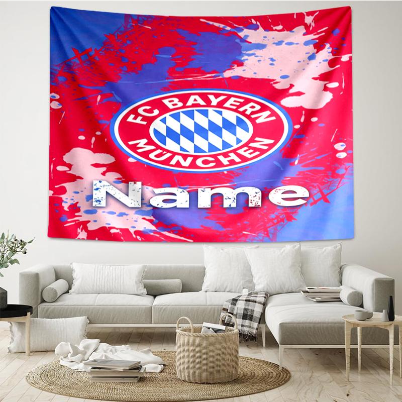 Custom Name Bayern Munich Print Tapestry, Backdrop, Easy Setup, Ideal for Bedroom, Office & Living Room, with Aesthetic Wall Hanging Decor.