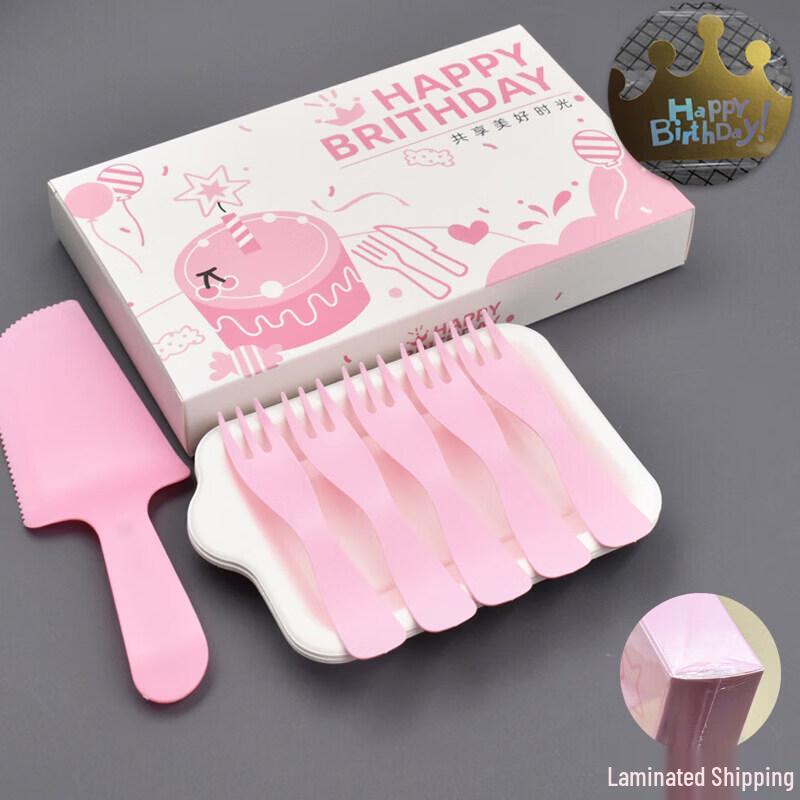 Disposable Plastic Birthday Cake Plate & Cutlery Set