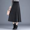Autumn/Winter Thick Knitted Pleated Skirt for Women High Waist Mid Length Knitted Skirt