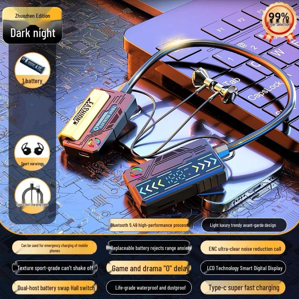 

Ultra-Long Battery Bluetooth Sports Headphones with Swappable Battery, Noise Cancelling & High Sound Quality - Neckband Type for Android