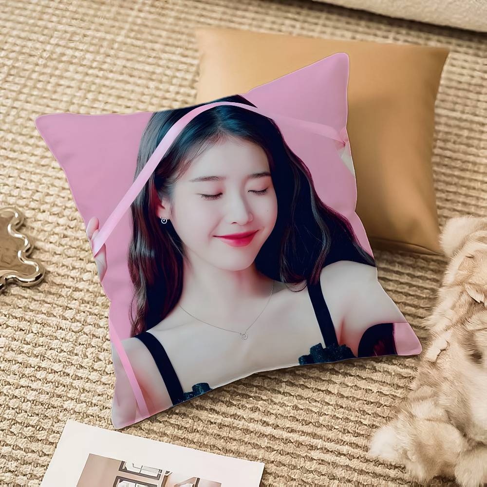 

Singer L-Lee Ji Eun-MT IU Fun Beautiful Pillow Case Comfort Sofa Bed Silky elegant Invisible zipper Decorative cushion cover 12x12Inch