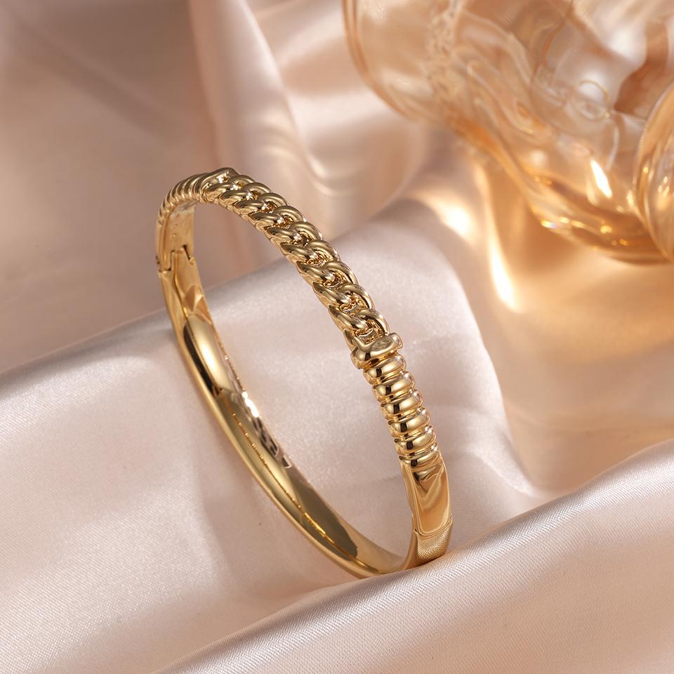 ZAKOL Stainles Steel Classic Circle Chain Design Open Bracelet Bangles for Women Men Statement Party Zircon