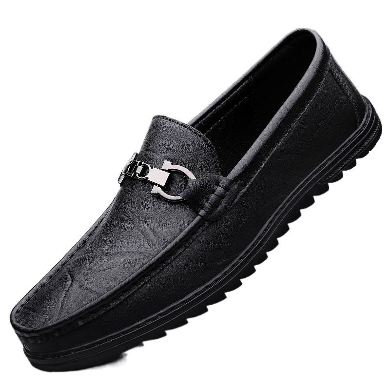 Broken size breathable casual leather shoes soft leather soft sole Doudou shoes driving lazy shoes