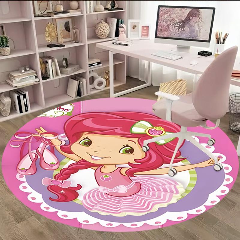 1pc Princess Strawberry12 Carpet, Round Rug, Comfortable, Suitable for Entryways, Living Rooms, Office, And Bedrooms, Christmas Decoration