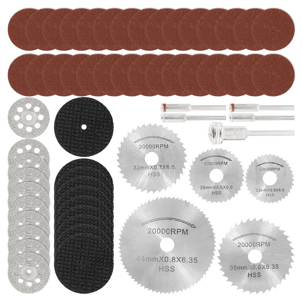 13/32/60Pcs Mini Circular Saw Blade Set Sanding Grinding Wheel Cutting Disc for Dremel Accessories Metal Cutting Rotary Tools