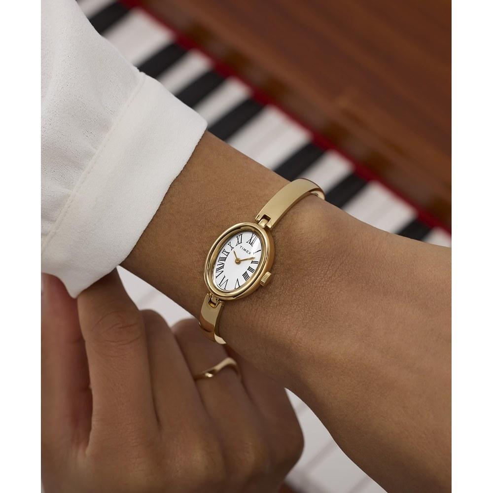 TIMEX Cabatina Quartz Watch 3 ATM Water Resistance Mineral Glass White Dial TW2Y27200 Ladies