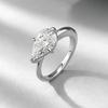 Pear-Shaped Teardrop S925 Silver White Diamond Ring In Claw Setting - Classic & Fashionable