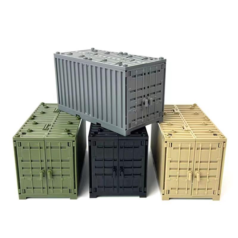 Building Block Diy Military Container Small Particle Scene Ornament Decorative Storage Weapon Spare Parts Toy