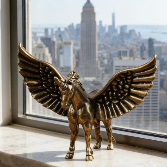 Vintage Mässingshästfigur Handgjord Metall Skrivbordskonst Staty Feng Shui Dekor för Hem Kontor Bokhylla Kreativ Gåva för Samlare