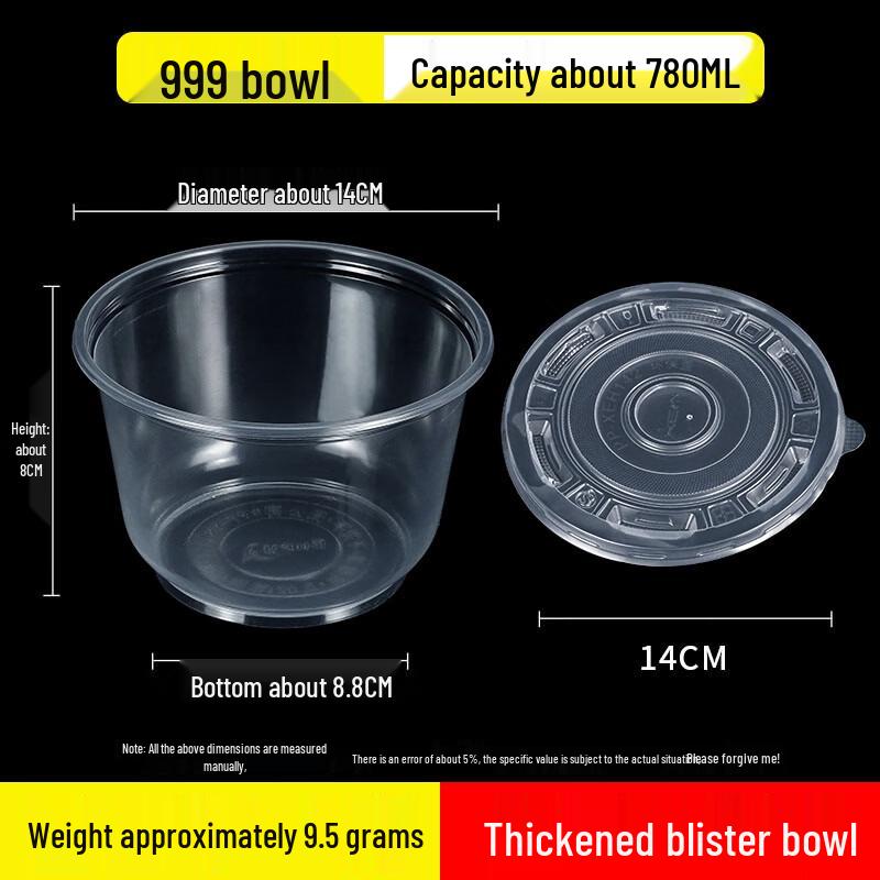 Disposable Round Plastic Takeaway Soup Bowls with Lids
