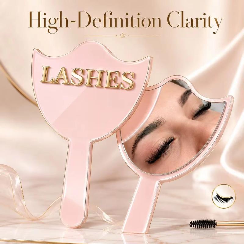 Precision Lash Extension Mirror HD Glass With Comfort Handle Portable Makeup Tool for Travel Eyelash Grafting