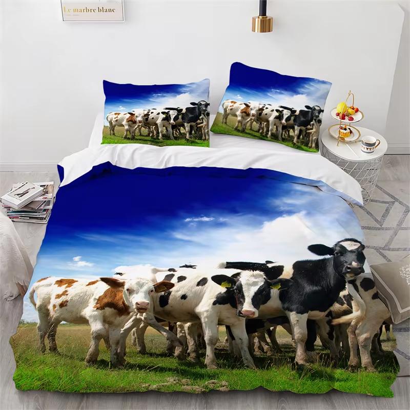 Highland Cow Duvet Cover Full Bull Cattle Bedding Set Bedroom Decor Western Funny Animal Wildlife Farmhouse Cow Comforter Cover