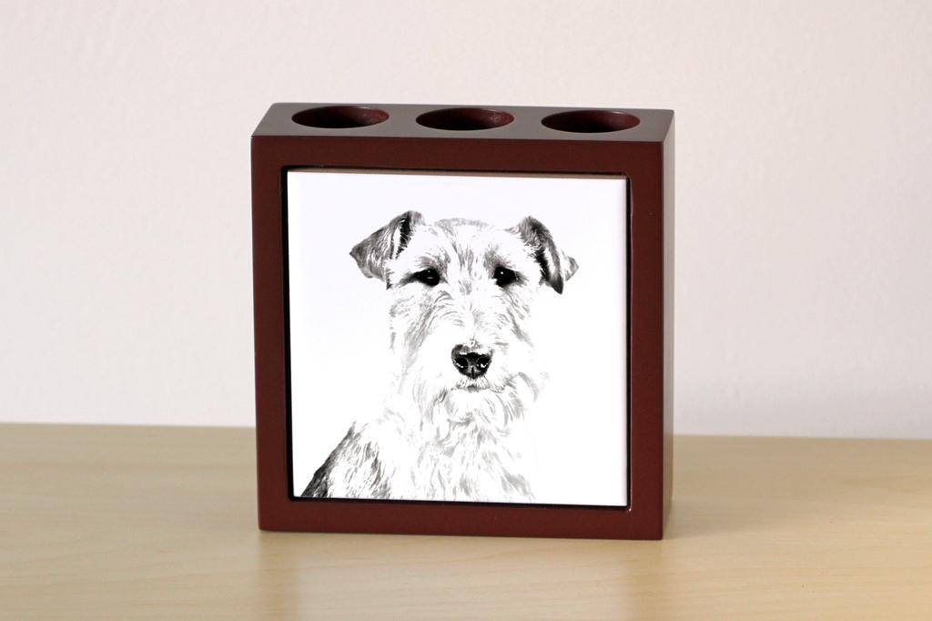 Fox Terrier Wire - pen holder with a dog, desk organizer with a print, personalized desk decoration from the Art-Dog brand.