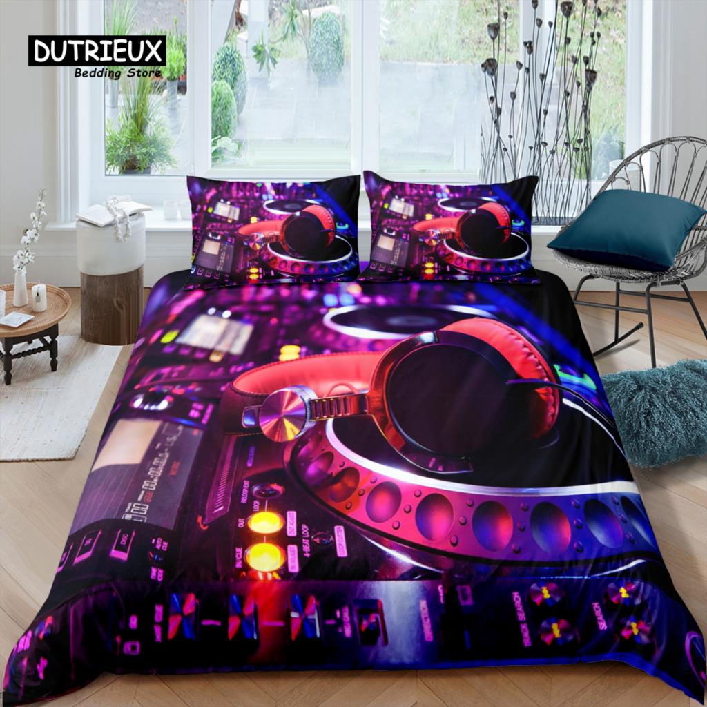 

Home Living Luxury 3D DJ Earphone Bedding Set Music Duvet Cover Pillowcase Queen and King EU/US/AU/UK Size Comforter Bedding EU single(135x200cm)