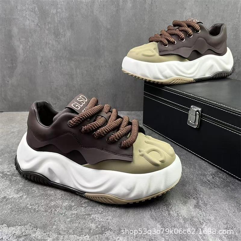 Fashion New Men's Thick Bottom Sneakers Fashionable and Versatile Youth Casual Shoes Outdoor Soft Bottom Durable Sports Running Shoes