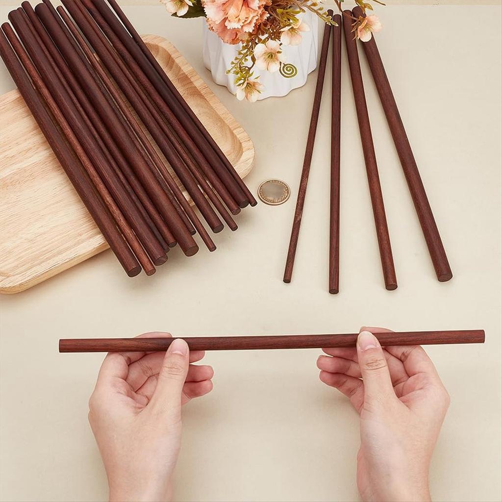 BHBL 18Pcs 4 Size Walnut Dowel Rods 11.8 Inch Long Dowel Rods Wood Sticks 6/8/10/12mm Dia Unfinished Round Sticks