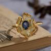 Premium S925 Sterling Silver Natural Colored Treasure Index Finger Ring Female Flower Original Design Niche Wind Does Not Fade