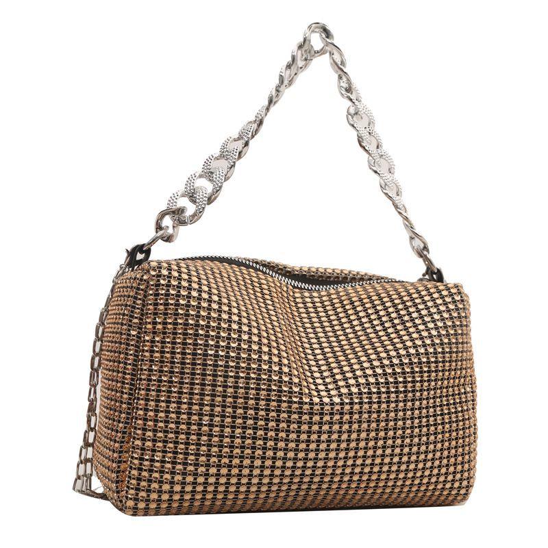 Chain Bag, Women's Single Shoulder Crossbody Bag, Large Capacity Casual Bag, Diamond Inlaid Bag