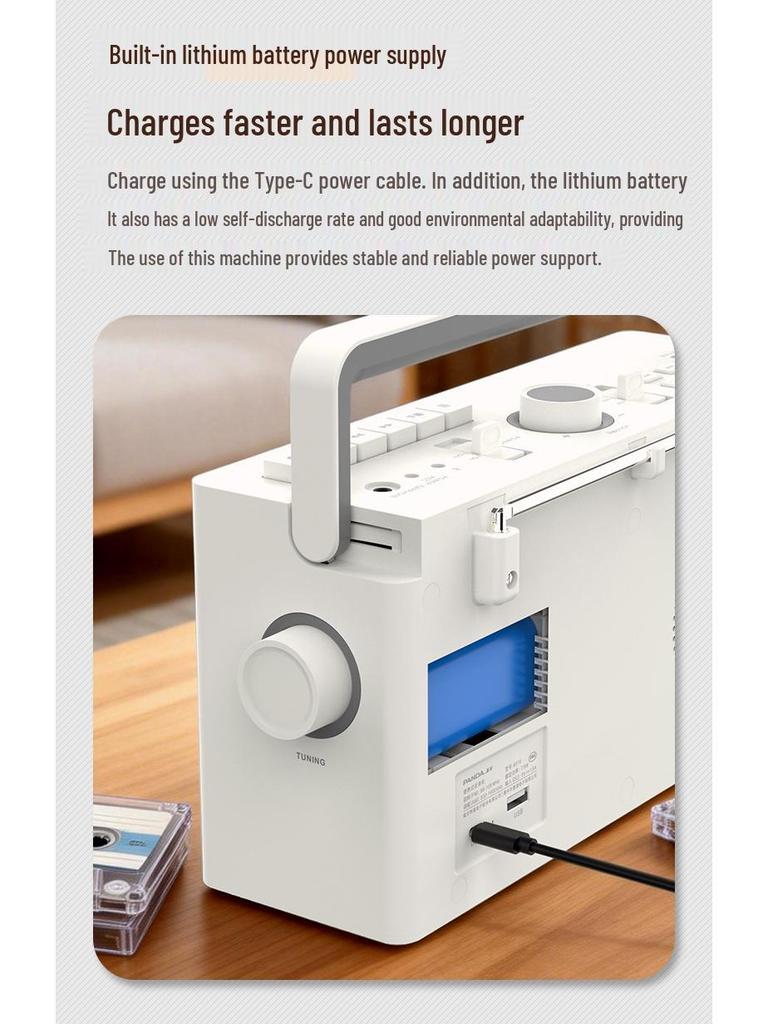 Panda6519 Retro Bluetooth Speaker: Cassette Player, Recorder, Radio, and Charger.