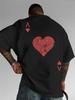 Adult Summer Poker Card Printed Mens Fashion Street Trend Simple Soft Comfortable Casual Breathable 100 Cotton Retro Tshirt