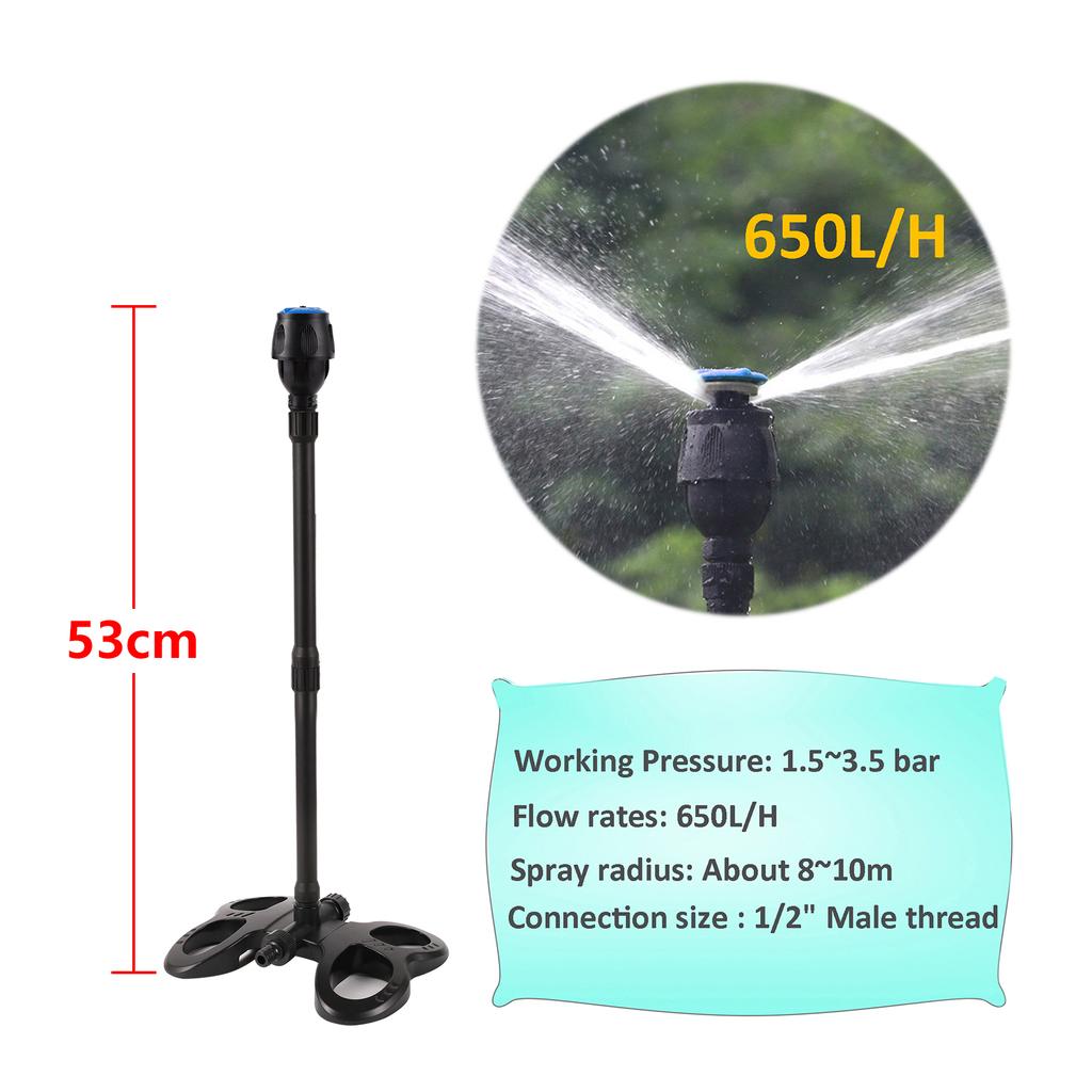 Rotierende Sprinklerdüse mit Basis Erweiterte Unterstützung Rotierende Düse Pflanzen Blumen Bewässerung Haus Gartengerät Bewässerungsset Werkzeug