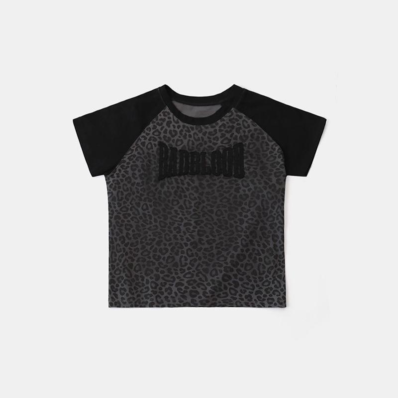 

Korean Badblood BCAC Series Leopard Print Spicy Girl Raglan T-Shirt - Women s Niche Short-Sleeve Summer Top Medium леопард друку кольору