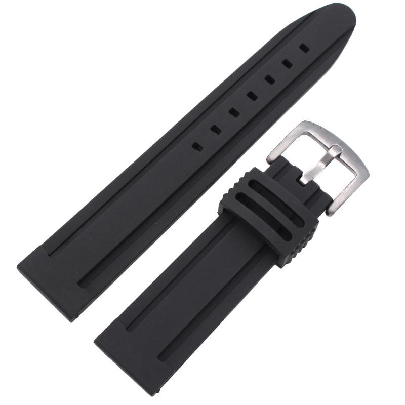 Watchband 22mm 24mm Silicone Watch Band Strap Sport Soft Diving Rubber Clock Watchbands Stainless Steel Pin Buckle Bracelet Accessories