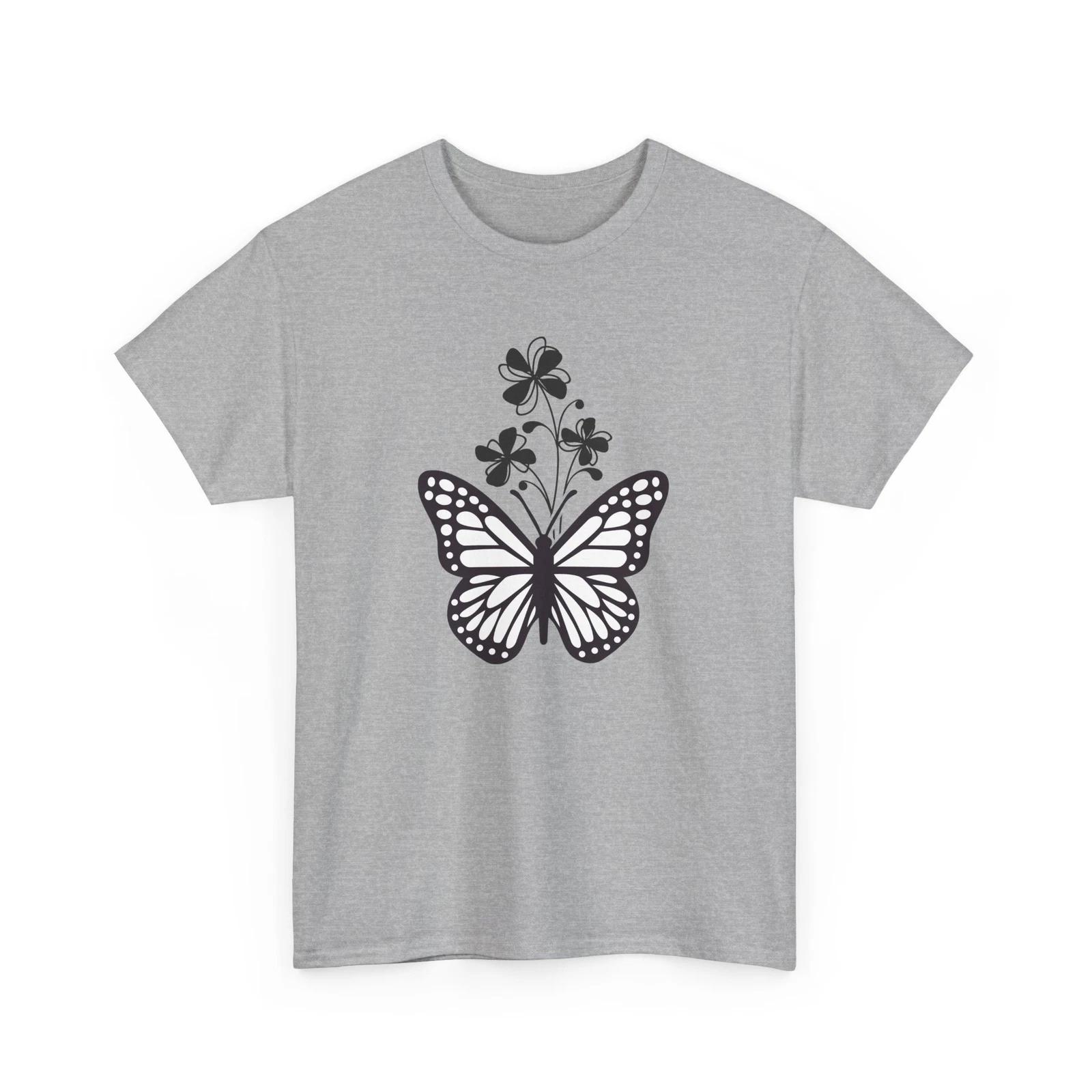 

Butterfly Flower T-Shirt - Happy Floral Tee for Positive Energy 4XL
